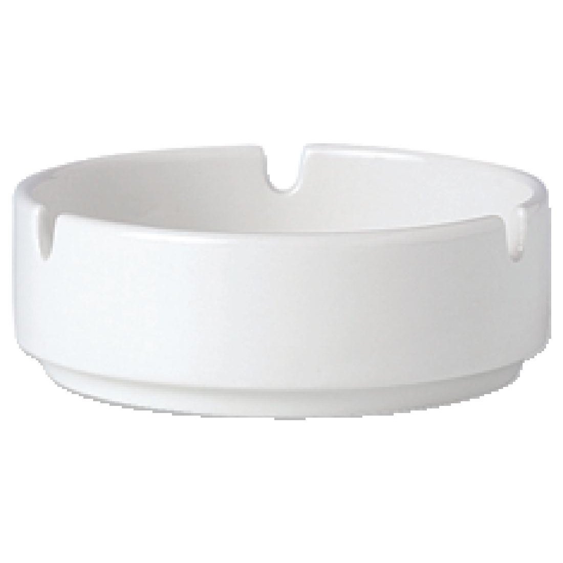 Simplicity White Ashtray Stacking 3 Notch Ceramic Ashtray 10.25cm(4"") Pack of 12