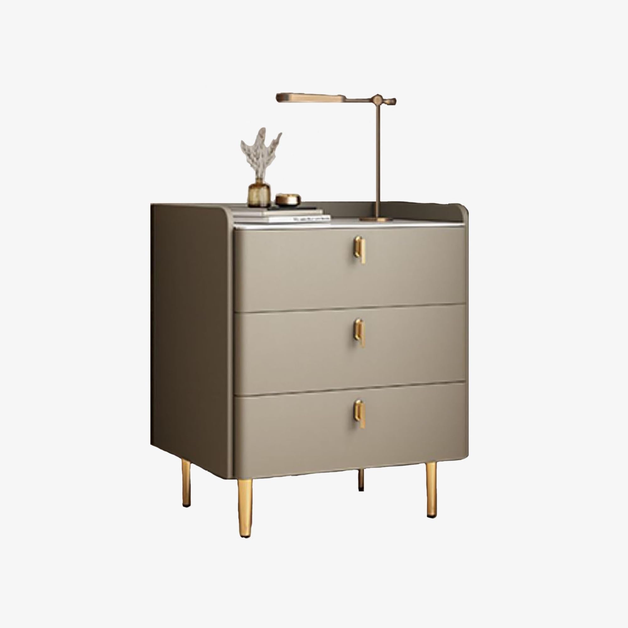 Table de chevet en bois massif haut de gamme finition champagne