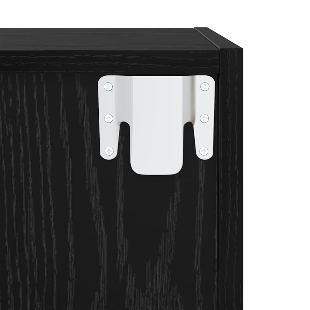 TV-Schrankset 2er-Pack Wandmontiert, Schwarz Eichen-Optik, 37x37x72 cm, Rustikales Design für Wohnzimmer, Media Center mit Stauraum