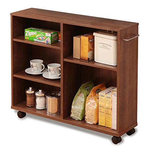アイリスオーヤマ 棚 キッチンワゴン カート 収納 収納棚 棚 おしゃれ ラック 調味料ラック おもちゃ キッチン 収納 棚 カート 本棚 幅75×奥行20×高さ65cm 取っ手 キャスター付き ブラウン SYR-7520