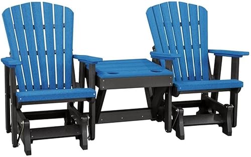 American Furniture Classics 515BBK-K - Planeador doble con mesa, azul y negro