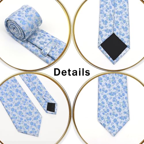 Image of Floral Ties for Men Satin Mens Tie Flower Printed Neck Tie Wedding Party Business