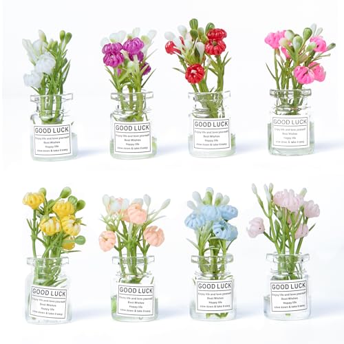 Imanes decorativos mini macetas flores 8 piezas miniatura 1