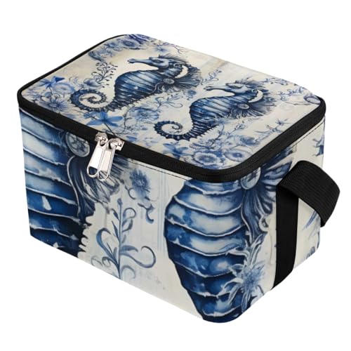 GzLeyigou Lunch Bags for Women Men 9 Cans,Seahorse Hot & Cold Food Delivery Bag Insulated Grocery Bag Insulated Lunch Box Underwater Seahorse Cooler Bag for Office Work Picnic Beach