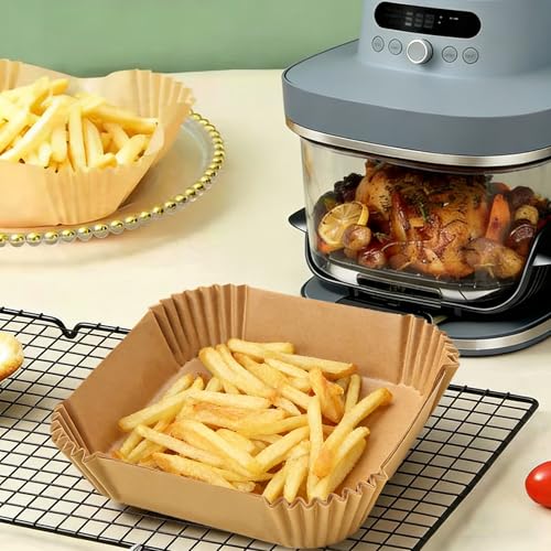Image of 200PCS Air Fryer Liners Disposable for Ninja Crispi Pro 6-in-1 Glass Air Fryer 6QT AS101CY | AS101DG | AS101LG, Parchment Paper for Instant Pot, COSORI, Chefman 6 qt Airfryer,Ninja Crispi Accessories