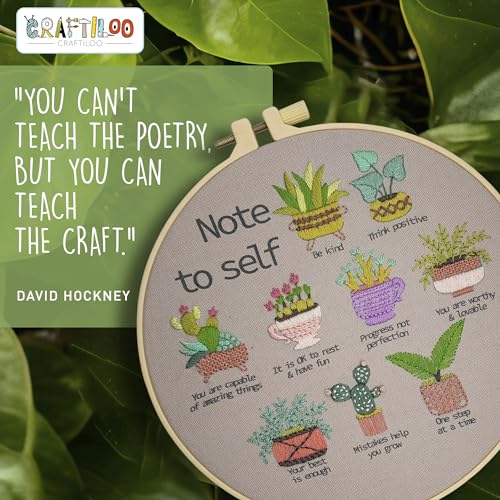 Image of CRAFTILOO Embroidery Kits for Adults Hand Embroidery kit for Beginners with Stamped Embroidery Patterns Starter Embroidery Kit. Needlepoint kit Cross Stitch kit for Teens& Adults Cactus
