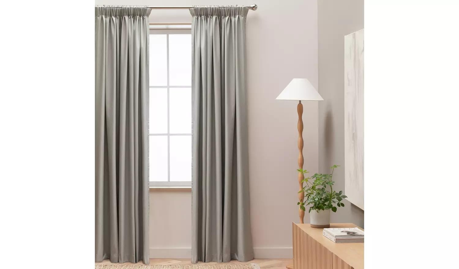 SEGOY Blackout Pencil Pleat Curtains - Dove grey - 168x229cm