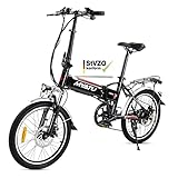 e-Bike klapprad 20 Zoll - 375 WH Akku, e Bike klappbar mit 7 Gang Shimano, ebike klapprad bis zu 80km Reichweite, Myatu Elektro klapprad e-Bike für Damen und Herren, e klapprad (Schwarz)