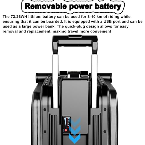 Lightweight Rideable Luggage Portable Riding Suitcase Scooter for Travel, 6.8kg Ultra-light with Telescopic Handle, 3-Speed ​​Adjustment/App Control/Removable Battery,Silver-1Battery - Thumbnail 7