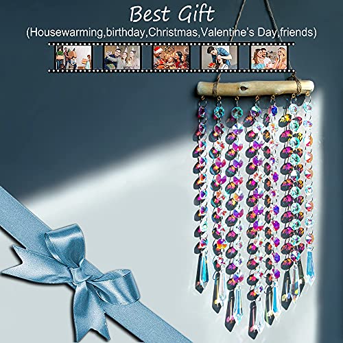 Hanging Crystal Prism Suncatcher Ornament Crystal Wind Chimes Colorful Glass Beads Chain Pendant Decorative Mobiles #TOP4