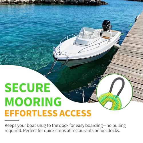 ZRSCHYG Bungee Dock Lines for Boats – Single Hook Heavy-Duty Elastic Anchor Rope – Secure Boat Dock Lines, Potoon Mooring & PWC Tie Downs (2-Pack, Green & Yellow, 7ft) — view 6