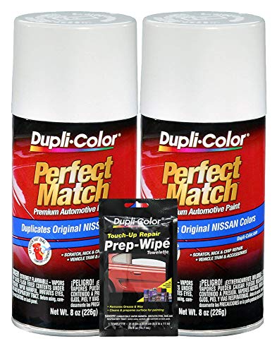 Dupli-Color Cloud White Exact-Match Automotive Paint - 8 oz, Bundles Prep Wipe (3 Items)