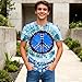 Hippie Costume for Men 60s 70s Peace Love Graphic Tie Dye Shirt Men Colorful Hippie Style Rainbow Tee Tops