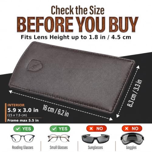 Image of ALLEN & MATE Genuine Leather Eyeglass Case, Slim Slip-In Reading Glasses