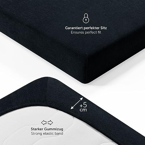 Blumtal® Frottee Spannbettlaken 160x200x30cm - Oeko-TEX zertifiziertes Spannbetttuch 160x200x30cm - Frottee-Spannbettlaken bis 30cm… – Ansicht 3
