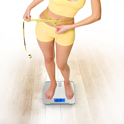 ZERLA Digital Bathroom Scale - Highly Accurate Digital Scale with Large 4.5" LCD Display - 400lb Capacity & Step-On Technology & Tempered Glass