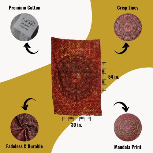 Craft Trade Mandala Orange Wandteppich Indische Wandtuch Tapestry Wandbehang Boho Wandteppiche für Heimdeko Wohnzimmer und Schlafzimmer - 76 x 102 cm