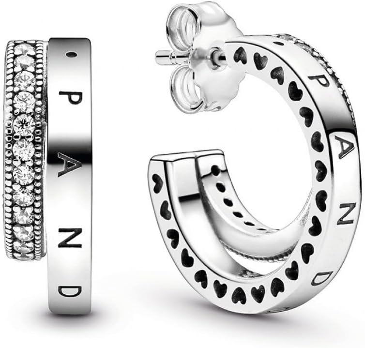 Pavé Double Hoop Earrings 299056C01, Metal, Cubic Zirconia