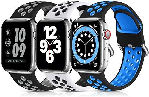 Lerobo 3 Pack Compatible for Apple Watch Band 44mm 42mm 45mm 49mm 41mm 40mm 38mm,Soft Silicone Strap Breathable Replacement Sport Bands for Apple Watch SE/Ultra iWatch Series 8 7 6 5 4 3 2 1 Men Women