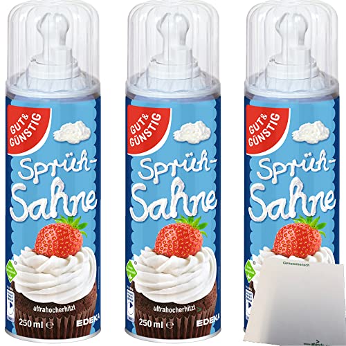 Gut&Günstig Sprühsahne 30% Fett 3er Pack (3x250ml Dose) + usy Block
