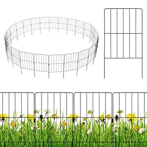 COSTWAY 25 stuks decoratieve tuinomheiningen, 60 cm hoog, metalen hekwerk, decoratieve omheining, metalen omheining, landschapshek voor bloembedden, bomen, dierenbarrière, complete set roestvrij,