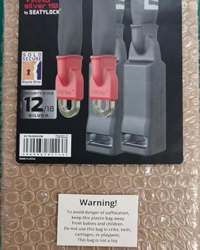 Seatylock Viking Bike Chain Locks - Set of 2 Matching Magnetic Patented Sold Secure Silver Rated Locks with 6 Identical Keys- Heavy Duty Anti Theft - Smart Ultra Security Bicycle Lock (43.3 Inch)