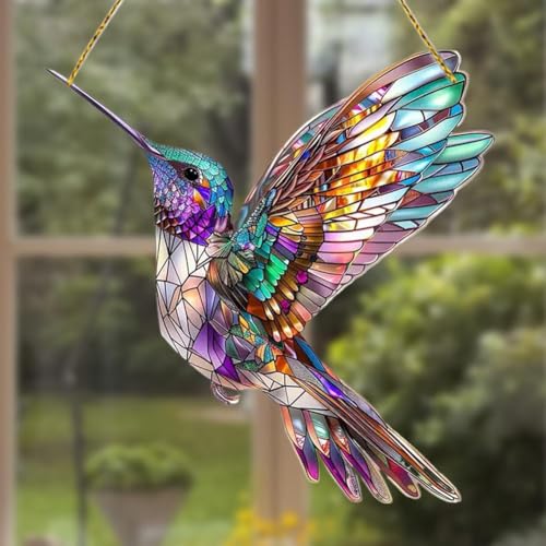 Spirit Bluebird, Kolibri Sonnenfänger, gebeizte Kunst Vögel Ornament, Acrylglas Fenster hängende Ornamente, Geist Bluebird Anhänger für Vogelliebhaber Garten Fenster Dekorationen Hängende Geschenk