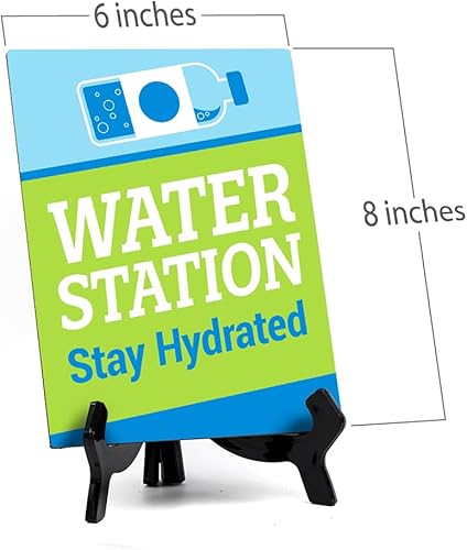 Miniatura 5 de Signs ByLITA Estación de agua Manténgase hidratado letrero de mesa con soporte acrílico (6 x 8 pulgadas)