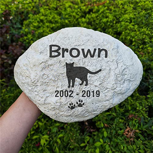 Somiss Cat Memorial Stones Headstones Outdoor - Personalized Cat Garden Stones Engraved With Name And Dates - Sympathy Cat Memorial Gifts Loss Gifts For Garden Patio Or Lawn,11"×8" #TOP6