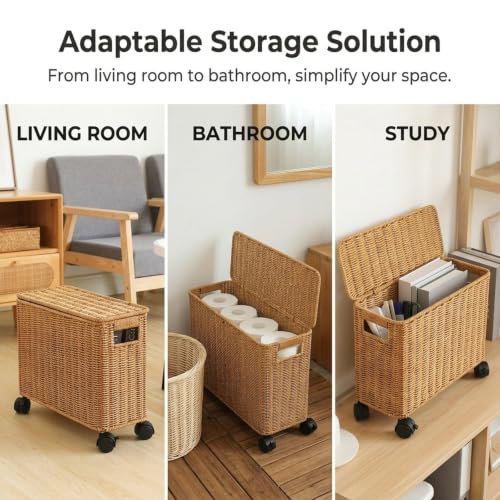 Panier rangement étroit en osier : optimiser les placards encombrés - 8