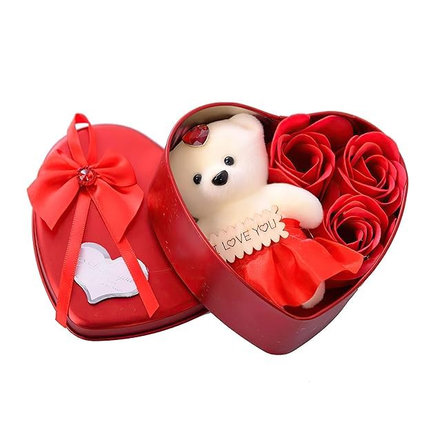 Valentine Gift For Girlfriend Valentine's day Gift Heartbox with Teddy Gifts For Wife Girlfriend Boyfriend His Her
