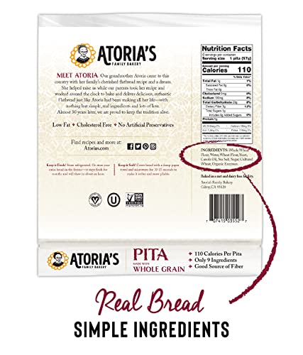 Atoria's Family Bakery Pita With Whole Grain Flatbread 8-Packs Of 6 Flatbread (48 Flatbread) #TOP1