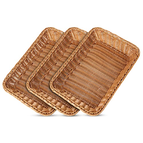 AKOLAFE 3 Pièces Corbeille a Pain en Osier 35 x 25 x 7 CM Panier Pain Empilables Panier a Pain de...