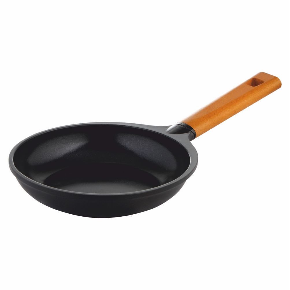 Wonderchef Caesar Non-Stick Fry Pan, Induction Bottom, Wooden Handle, Die-Cast Aluminium- 20cm, 1L, 5mm, 5 Years Warranty, Black - Image 2 thumbnail