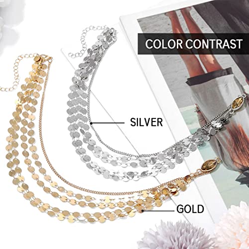 Aukmla Boho Sequins Head Chain Festival Wedding Headpiece Hair Chain Spring Summer Christmas Fashion Headband Hair Jewelry For Women And Girls (Gold) #TOP1