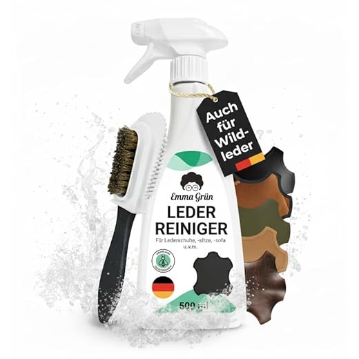 Emma Grün Lederreiniger & Polsterreiniger 500ml, Rauleder, Kunstleder, Wildleder Reiniger & Glattleder Pflege, Lederreiniger mit Schwamm, Amaturenpflege & Polsterreiniger Auto aus Deutschland
