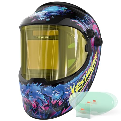 Image of YESWELDER Auto Darkening Welding Helmet with SIDE VIEW, 180 Panoramic View, 1 /1 /1 /1 True Color Solar Powered Welder Hood, Wide Shade 3 /5-9 /9-13 Welder Mask for TIG MIG ARC CUT and GRIND, LYG-Q800D