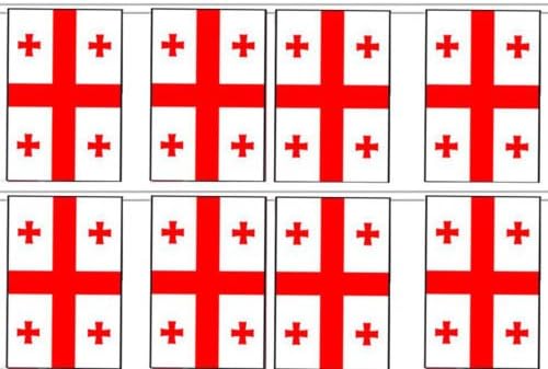 Georgia Republic Country 12x18 Bunting String Flag Banner (8 Flags) - Party Decorations Supplies For Parades - Prime Outside, Garden, Men Cave Decor Flag