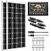 SUNGOLDPOWER 200 Watt 12V Monocrystalline Solar Panel Module Kit：2pcs 100W Mono Solar Panel Solar Cell Grade A +20A LCD PWM Charge Controller Solar+MC4 Extension Cables+2 Sets of Z-Bracket
