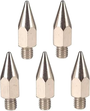 Replaceable Stainless Steel Point Tip for Light Refractor GPS Survey Pole, M10 40mm Thread, Accessory for Construction and Land Measurement 5 Pack