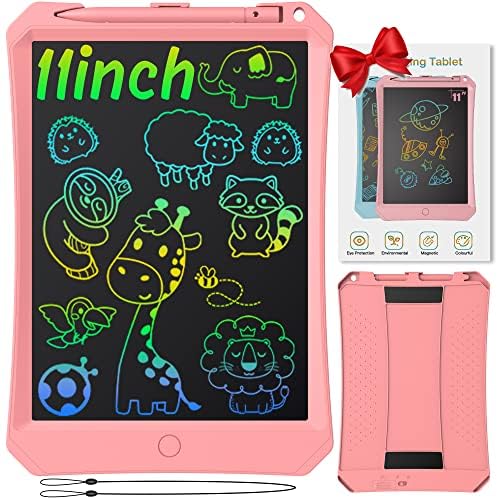 TUGAU LCD Writing Tablet Kids 11in Doodle Board Colorful Screen Note Taking Tablet Electronic Magic Drawing Pad Educational Learning Travel Activity Art Pad Kids Birthday Gifts for 3-12 Kids (Pink)