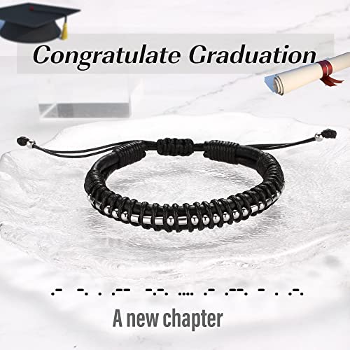 Inspirational Gifts for Men Morse Code Bracelets Mens Bracelets Graduation Gifts for Him Fathers Day Adjustable Leather Bracelet Motivational Birthday Annivesary Jewelry Stocking Stuffers for Men