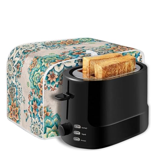 Image of Talayituse Boho Mandala Butterfly Print 2 Slice Toaster Covers Dust Protection Bread Maker Covers Toaster Oven Cloth Cover Kitchen Accessories Washable Appliance Cover with Handle