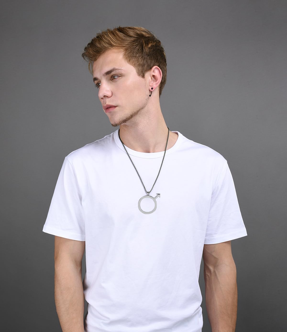 Stainless Steel Male Mens Symbol Pendant Necklace for Men - Image 2