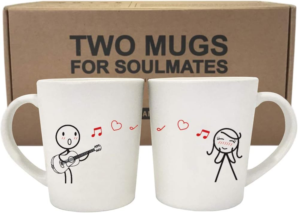 BoldLoft Love Me Tender Couple Coffee Mugs-His and Hers Matching Coffee Cups, Guitar Lover Gifts for Boyfriend Husband, Love Mugs for Wife, Girlfriend, Anniversary, Valentine's Day