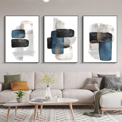 Affiches et impressions abstraites or bleu 70x100 cm pour salon