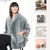 EzrAllora Premium Double Layer Poncho Blanket - No Sleeves Easy On Easy Off- Drape and Go- 2 pockets - Gifts for Grandma (Silver Grey) #5