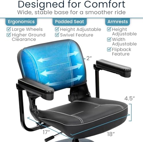 Image of Vive Mobility Scooter for Seniors (400 lb Capacity) - 4 Wheel Electric Wheelchair Scooter for Adults, Elderly - Motorized Power Wheel Chair Mobility Aid - Motor Medical Device - Upgraded Seating