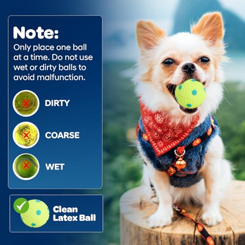 Automatic Small Dog Ball Launcher - Remote Control Interactive Fetch Machine Thrower for Small and Medium Sized Dogs with 6 High-Bounce Washable Latex Balls, Training Clicker, and Whistle – Blue - Thumbnail 3