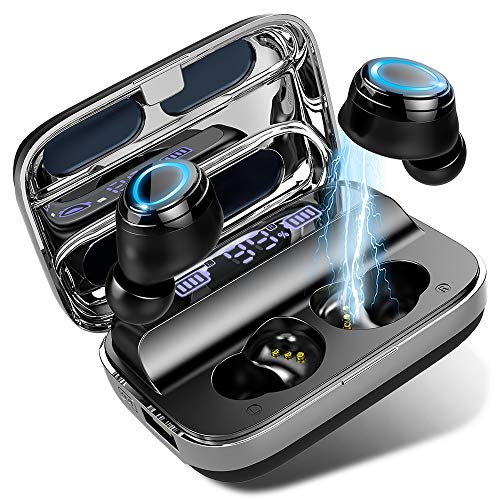 Donerton Wireless Earbuds, Bluetooth 5.1 Headphones 140 Hours Playtime Earphones with Charging Case, in Ear Headset IP7 Waterproof Earbuds Noise Cancelling Microphone, LCD Display, for Sports/Working